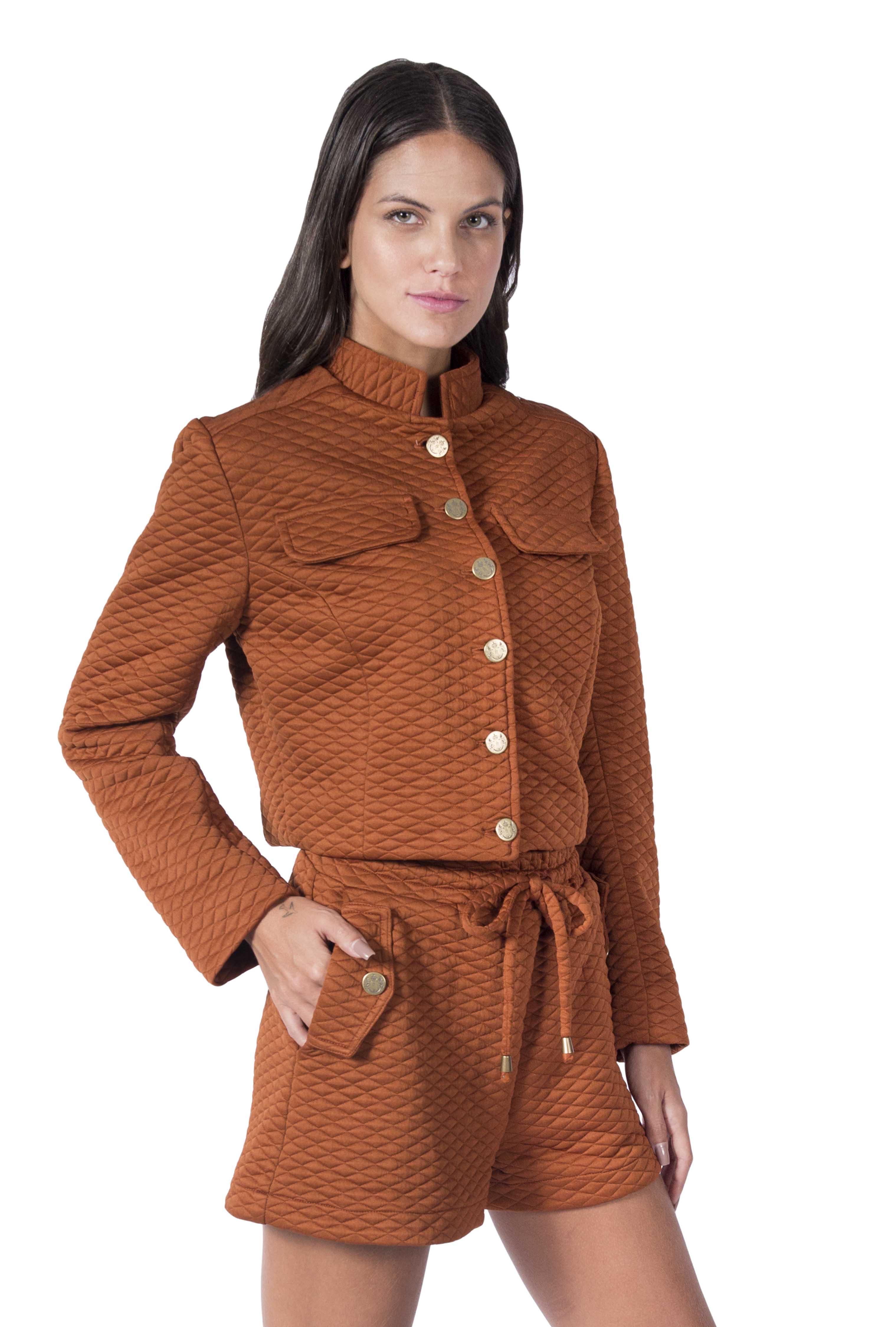 Tee Match - short matelasse camel